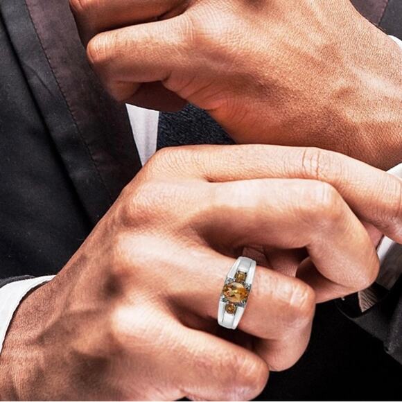 Serra Gaucha Men’s Citrine Ring in Stainless Steel Size 12, 1.5 ctw - Picture 2 of 6